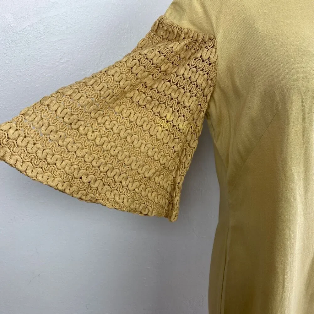 Vintage 60s Martin Berens Goldenrod Mustard Shift Dress Large Tall Juniors